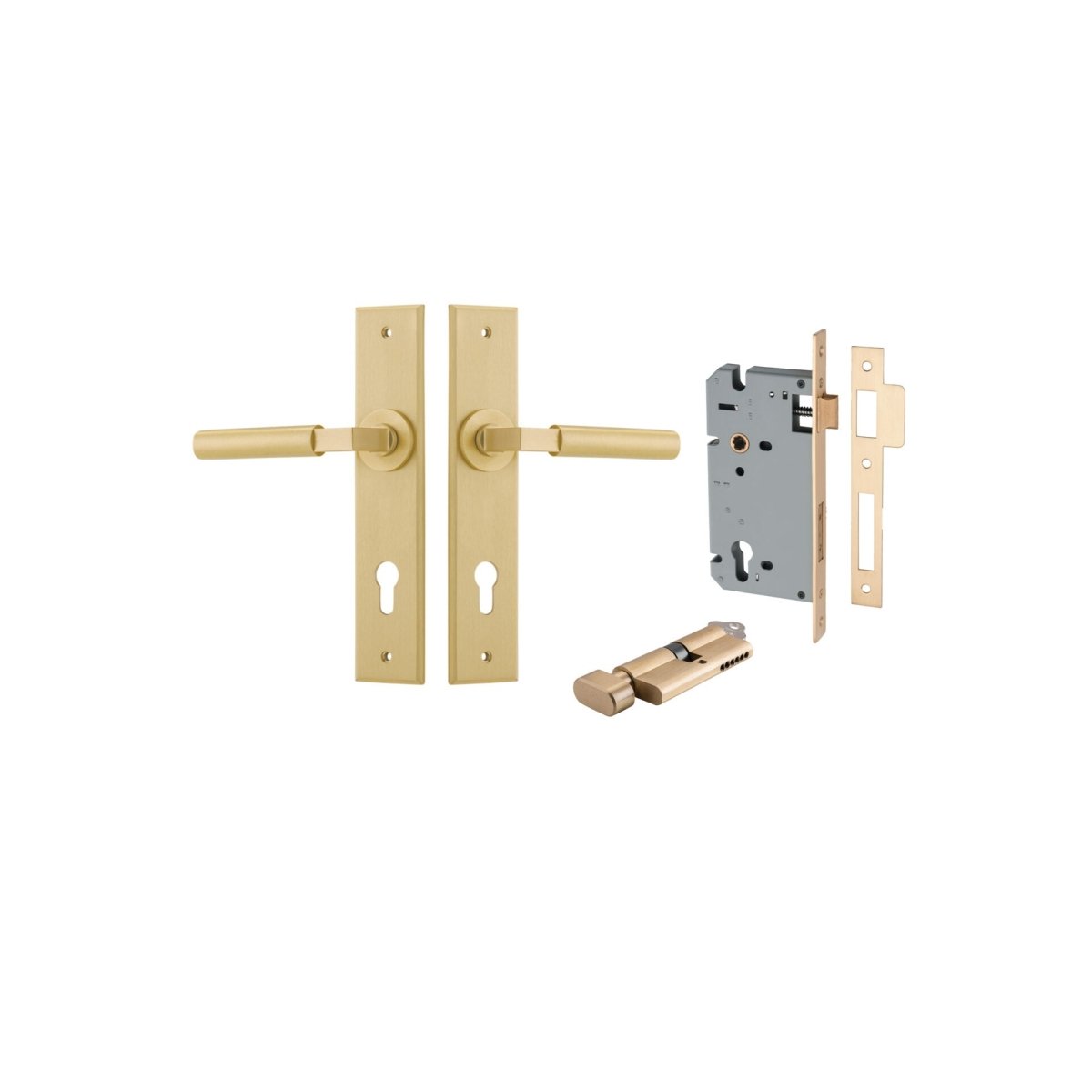 Berlin Lever - Chamfered Backplate - Ella Grace - Iver - Brushed Brass - Door Levers