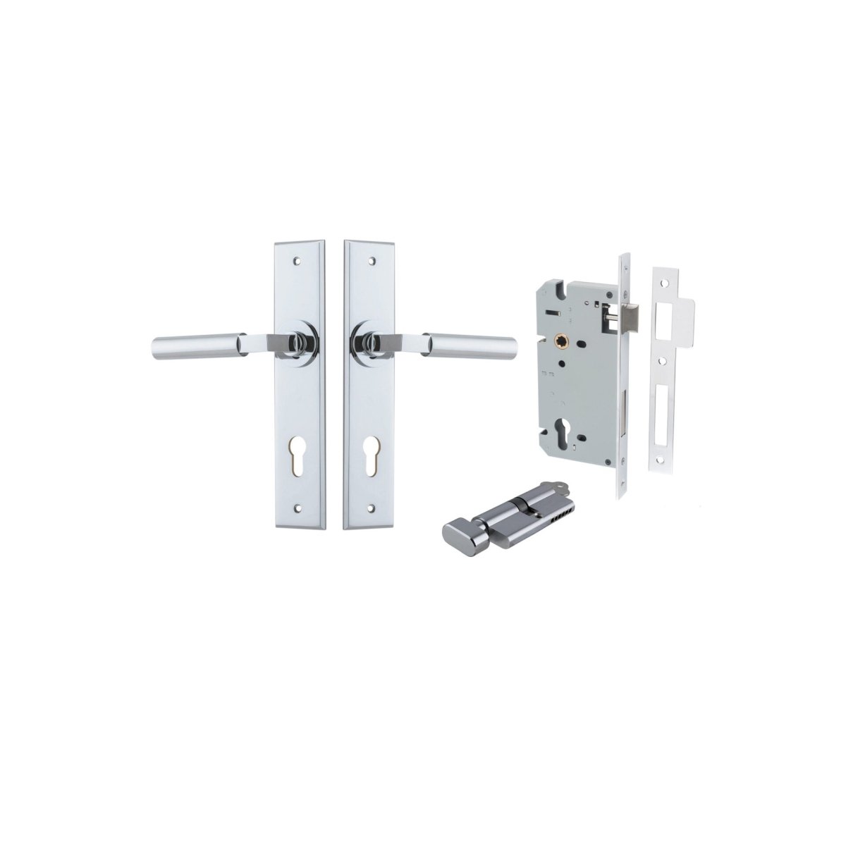 Berlin Lever - Chamfered Backplate - Ella Grace - Iver - Polished Chrome - Door Levers