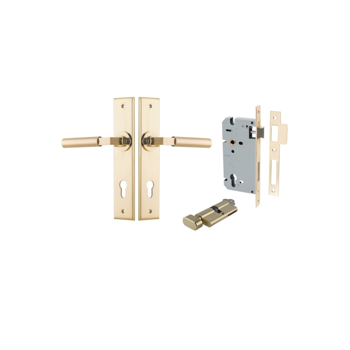 Berlin Lever - Chamfered Backplate - Ella Grace - Iver - Polished Brass - Door Levers