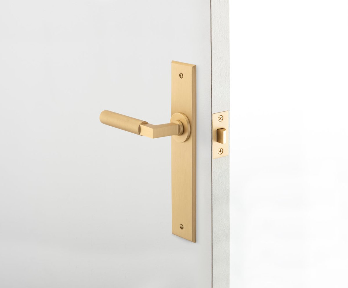 Berlin Lever - Chamfered Backplate - Ella Grace - Iver - Brushed Brass - Door Levers