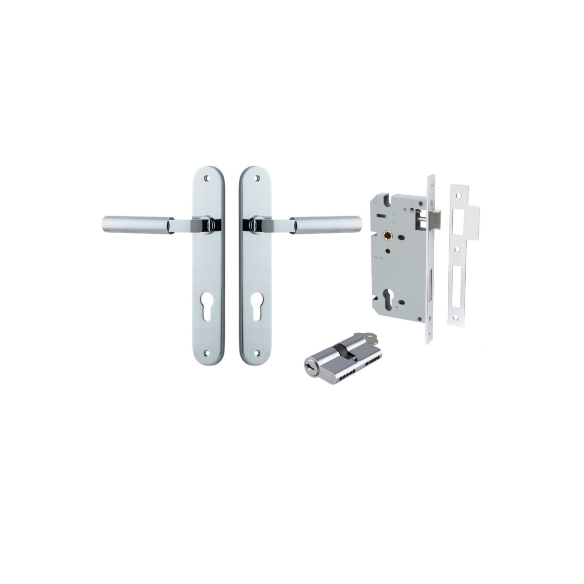 Berlin Lever - Oval Backplate - Ella Grace - Iver - Polished Chrome - Door Levers