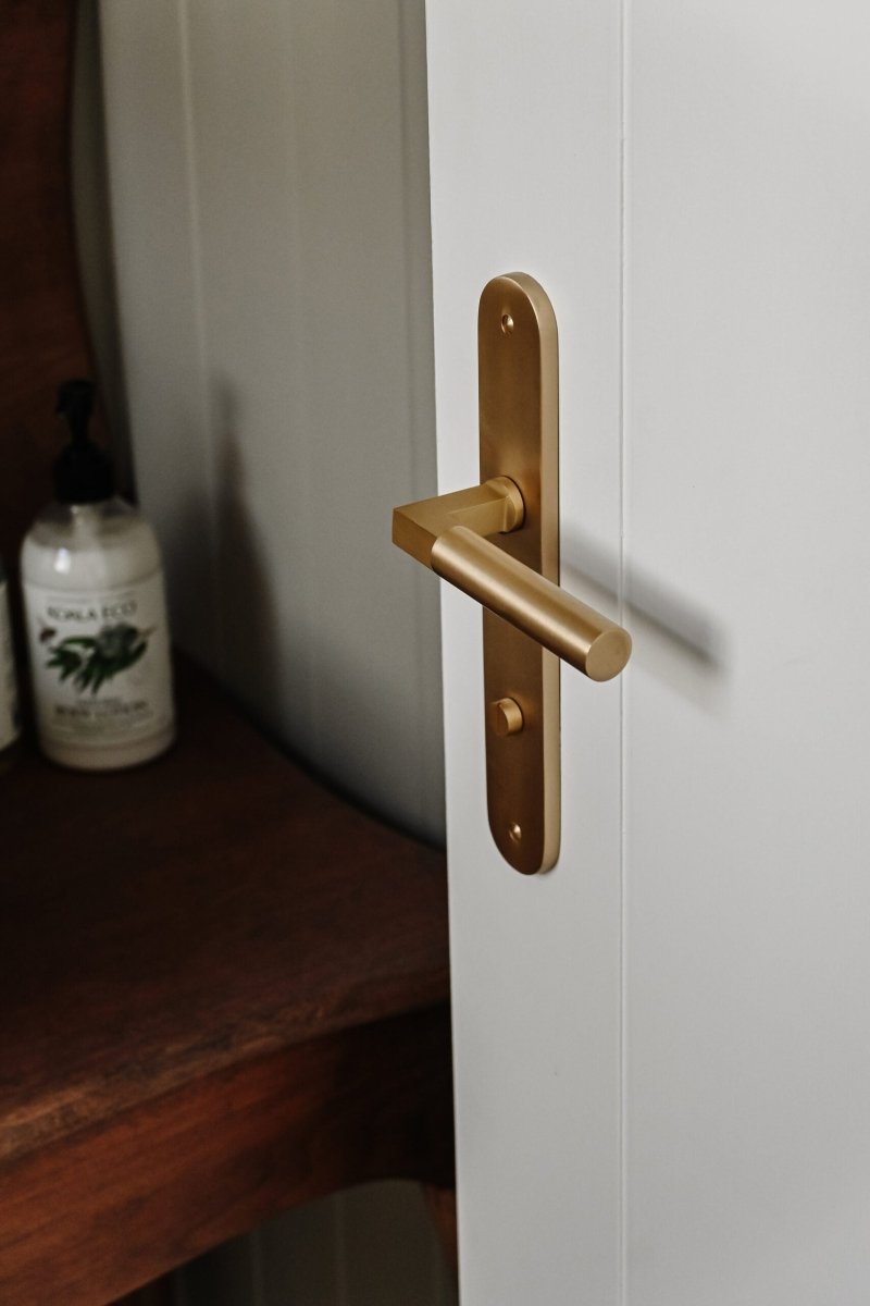 Berlin Lever - Oval Backplate - Ella Grace - Iver - Brushed Brass - Door Levers