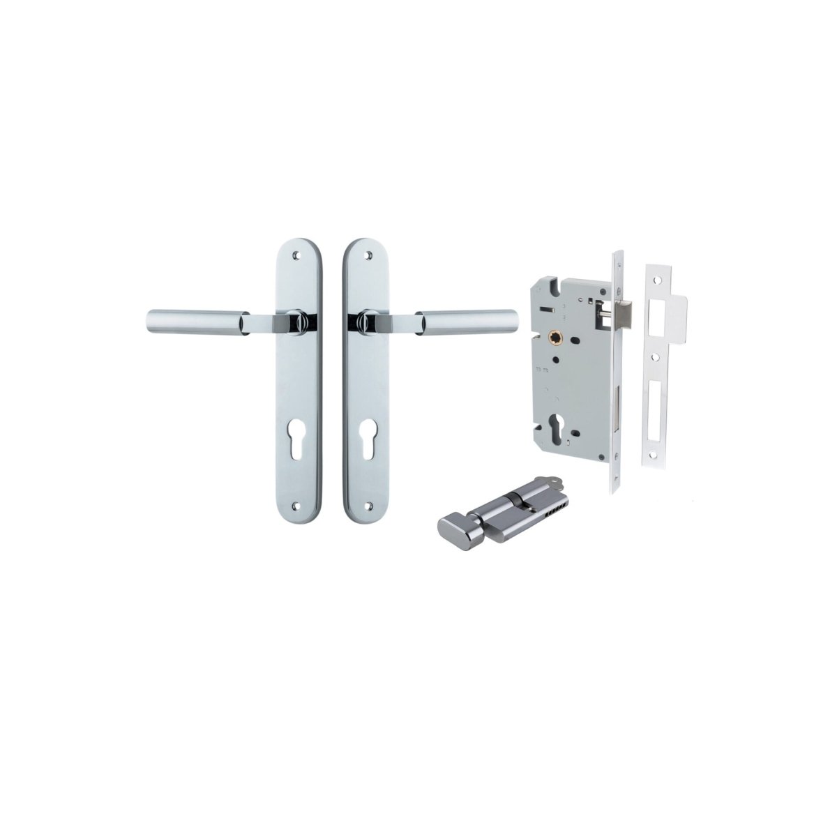 Berlin Lever - Oval Backplate - Ella Grace - Iver - Polished Chrome - Door Levers