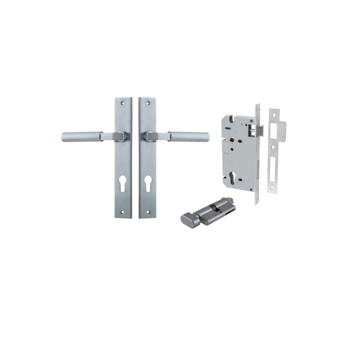 Berlin Lever - Rectangular Backplate - Ella Grace - Iver - Brushed Chrome - Door Levers