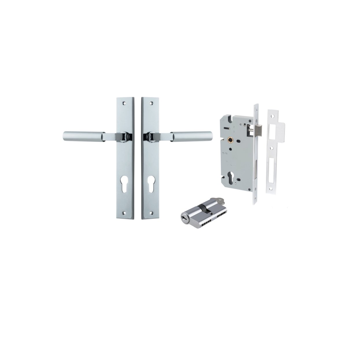 Berlin Lever - Rectangular Backplate - Ella Grace - Iver - Polished Chrome - Door Levers