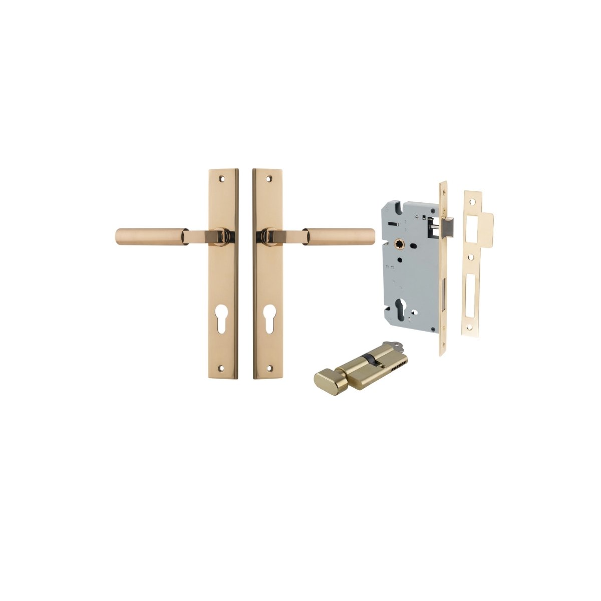 Berlin Lever - Rectangular Backplate - Ella Grace - Iver - Polished Brass - Door Levers