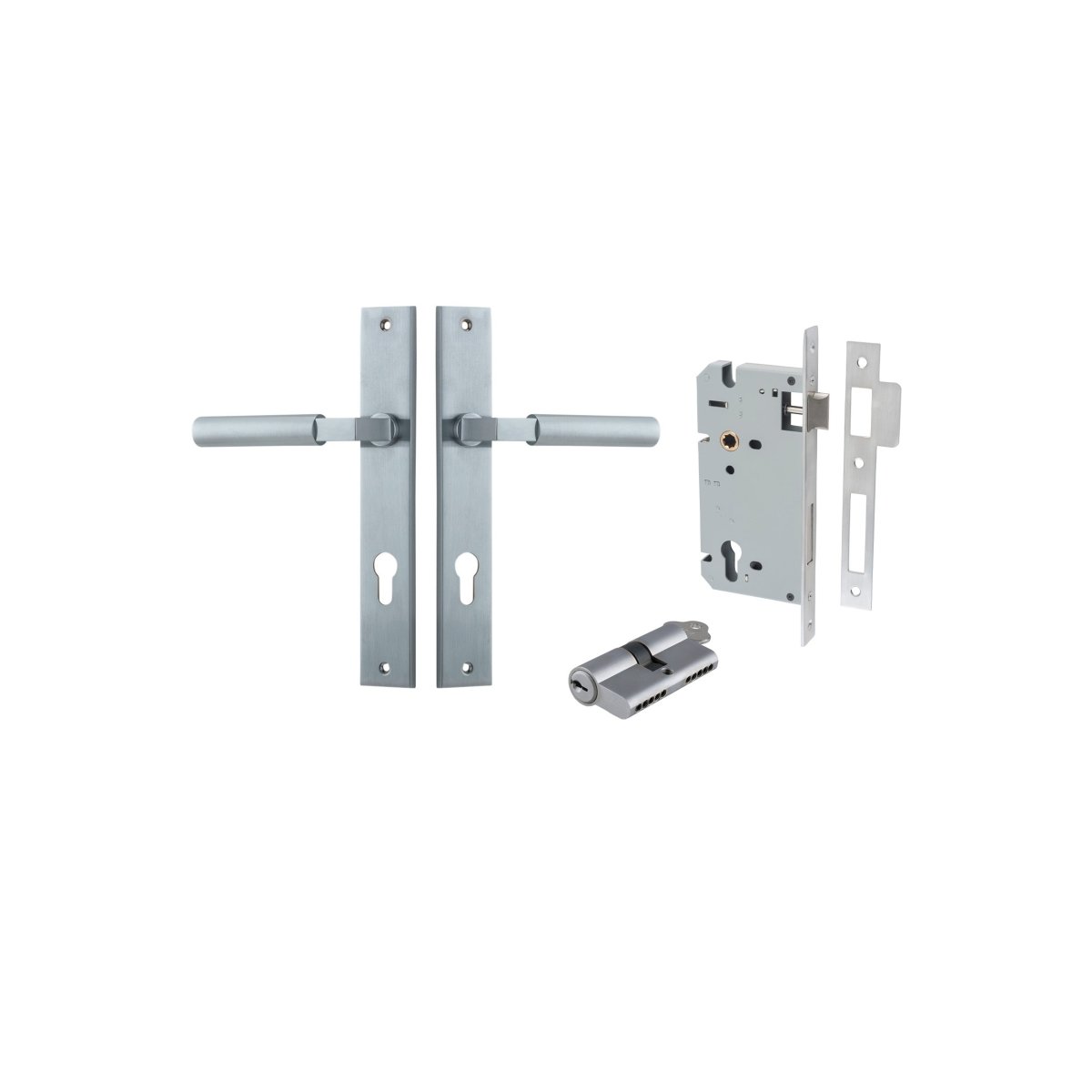 Berlin Lever - Rectangular Backplate - Ella Grace - Iver - Brushed Chrome - Door Levers