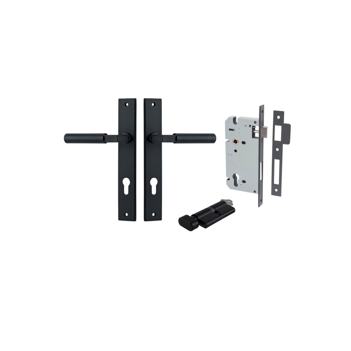 Berlin Lever - Rectangular Backplate - Ella Grace - Iver - Matt Black - Door Levers