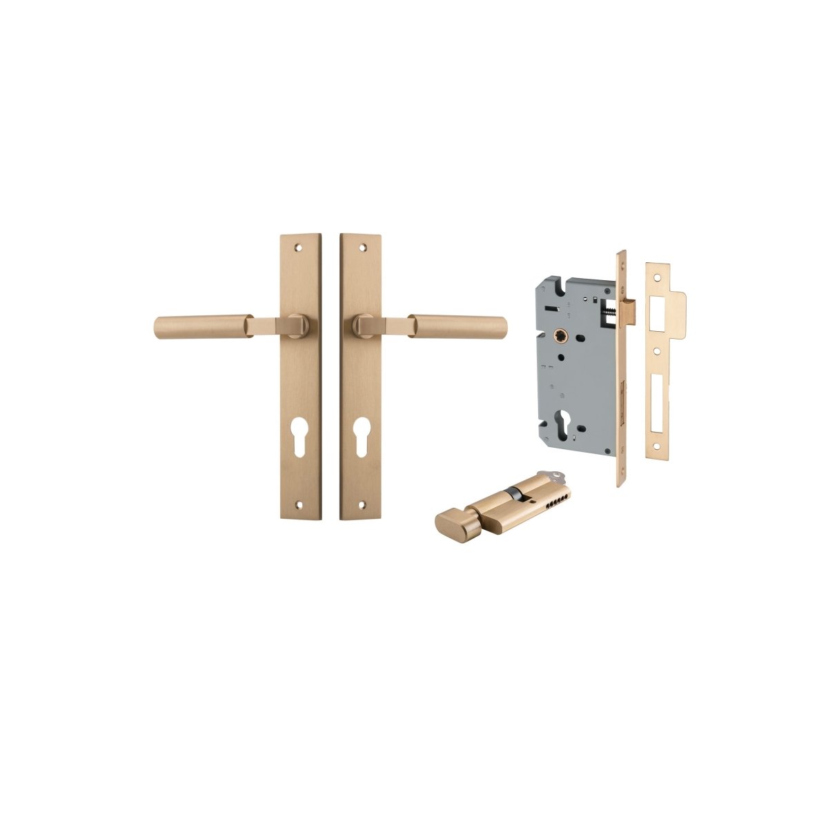 Berlin Lever - Rectangular Backplate - Ella Grace - Iver - Brushed Brass - Door Levers