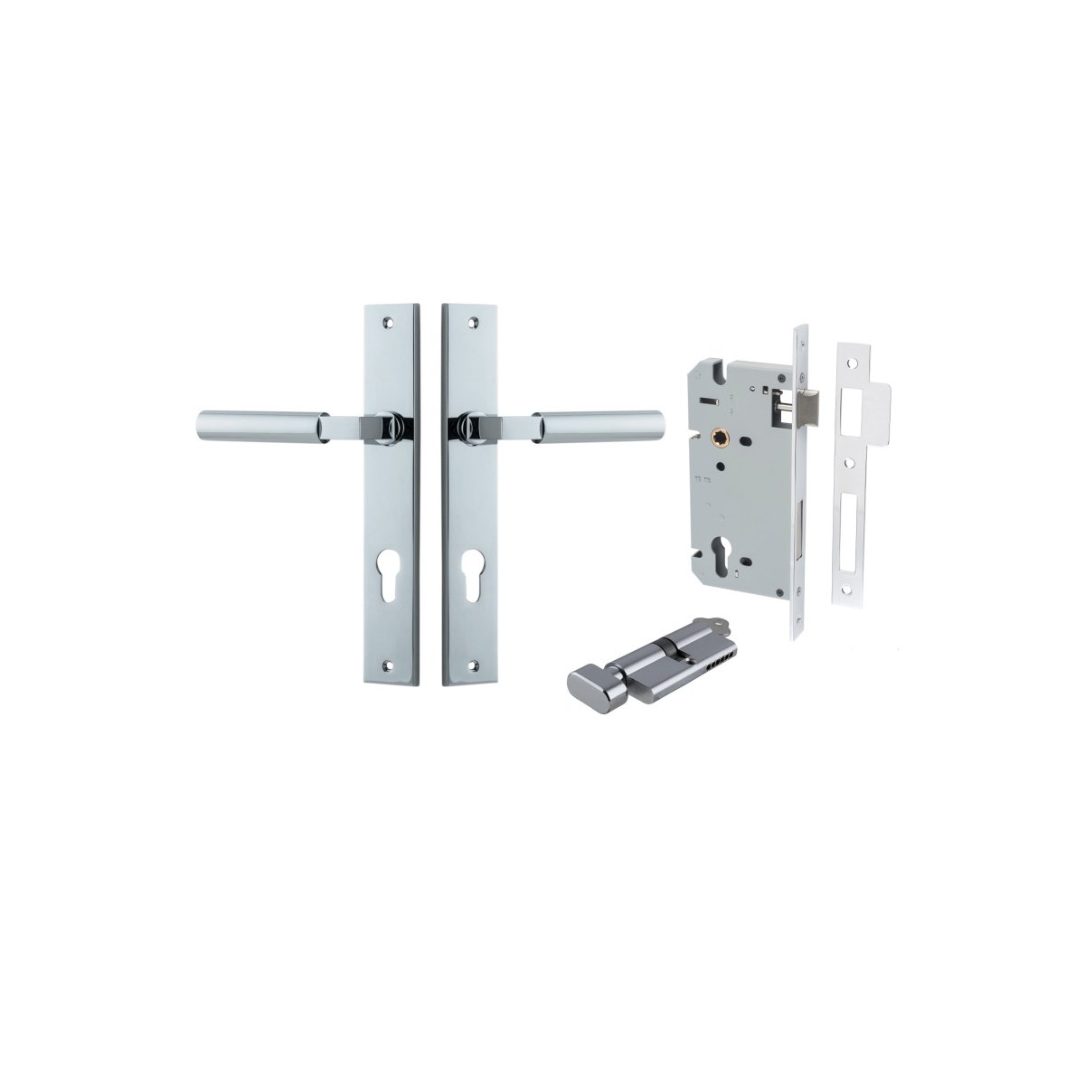 Berlin Lever - Rectangular Backplate - Ella Grace - Iver - Polished Chrome - Door Levers