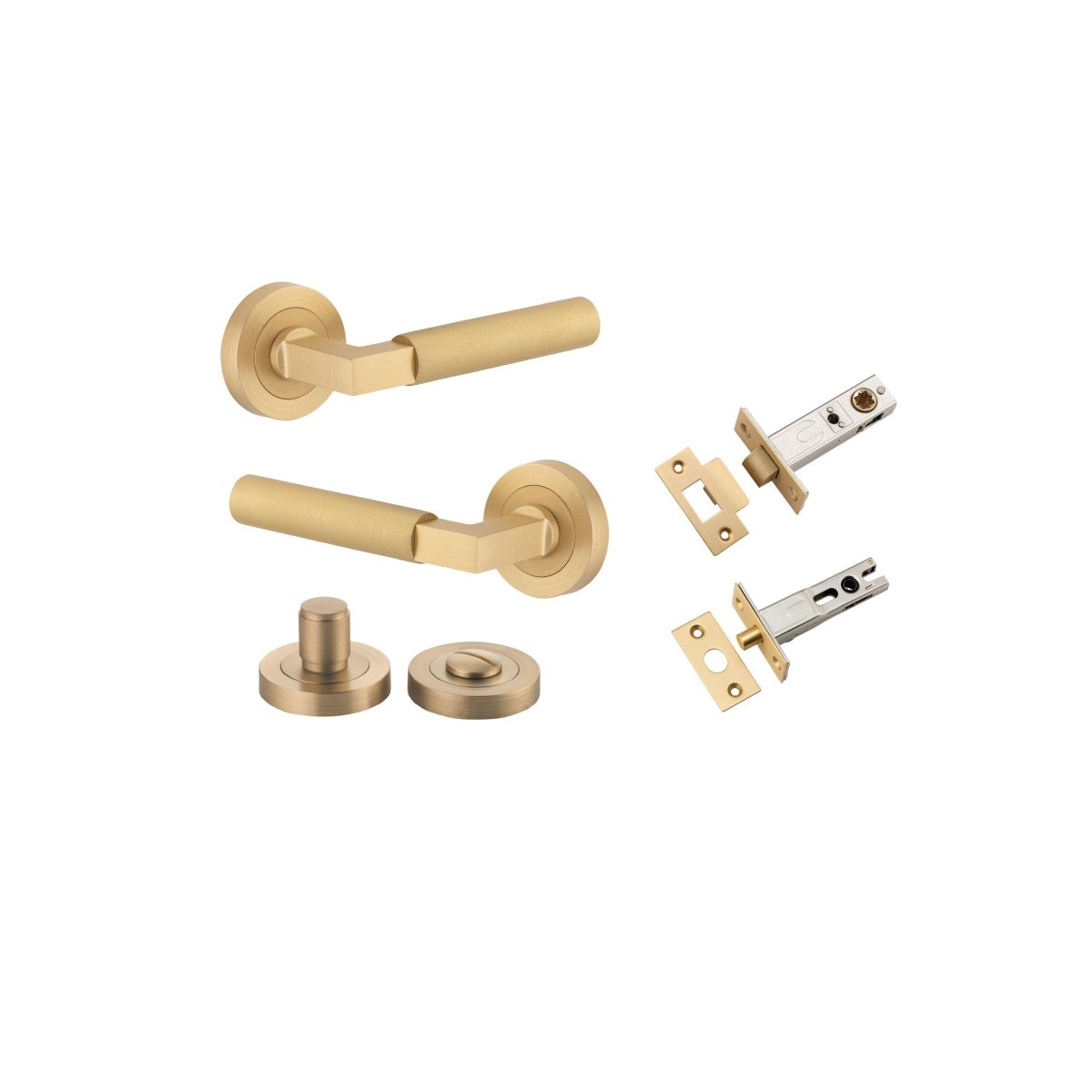 Berlin Lever - Round Rose - Ella Grace - Iver - Brushed Brass - Door Levers