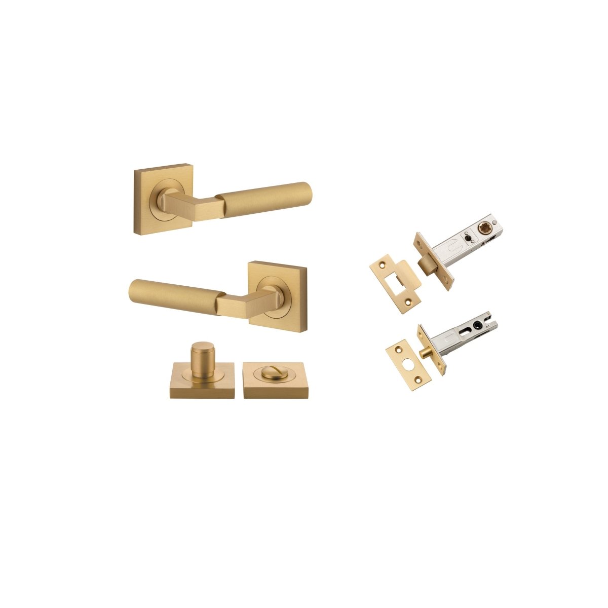 Berlin Lever - Square Rose - Ella Grace - Iver - Brushed Brass - Door Levers