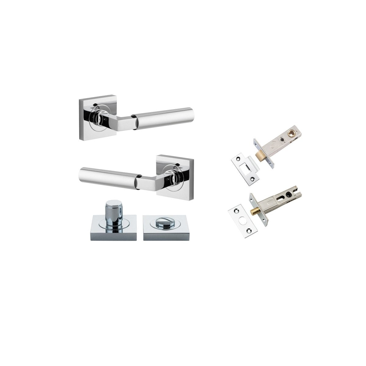 Berlin Lever - Square Rose - Ella Grace - Iver - Polished Chrome - Door Levers