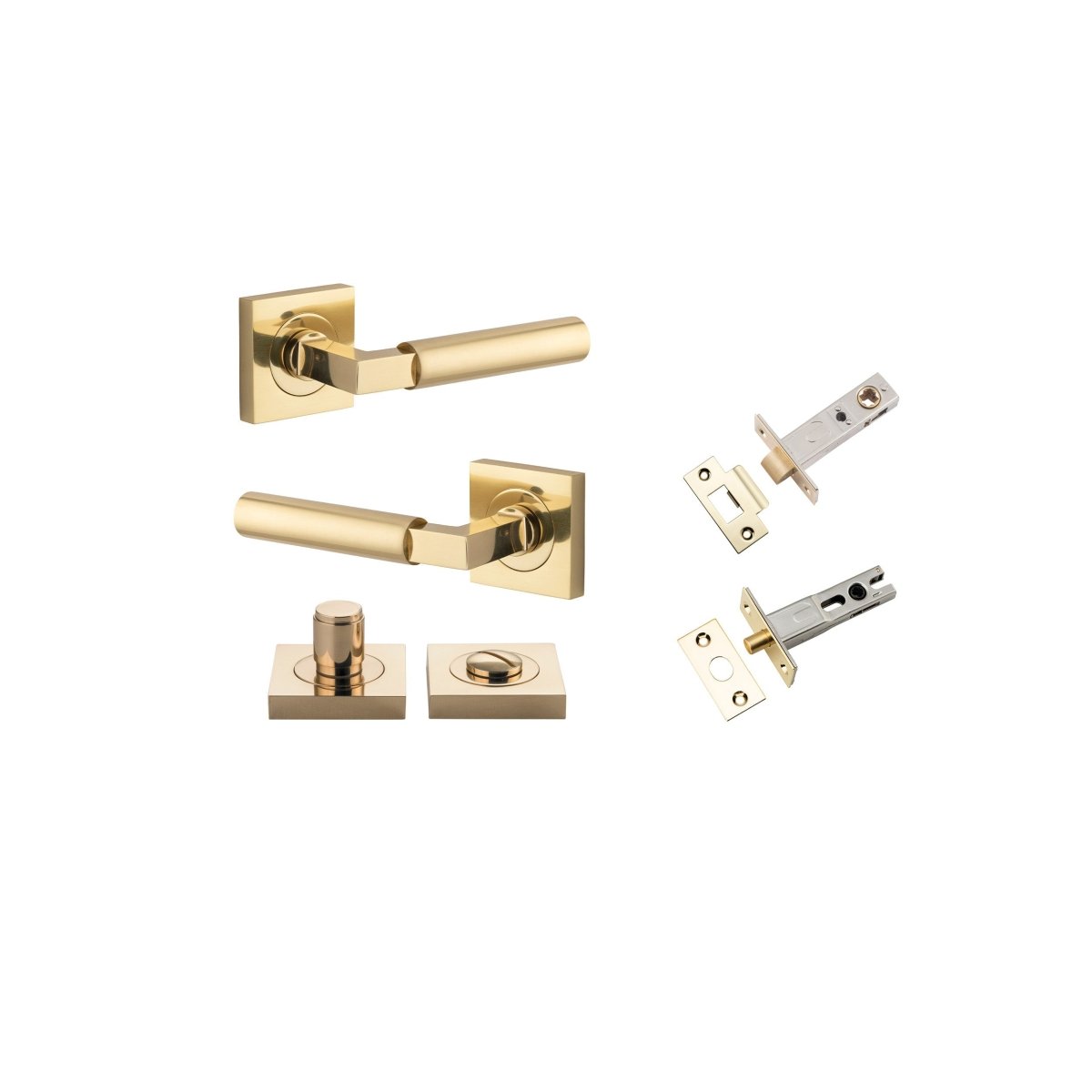 Berlin Lever - Square Rose - Ella Grace - Iver - Polished Brass - Door Levers