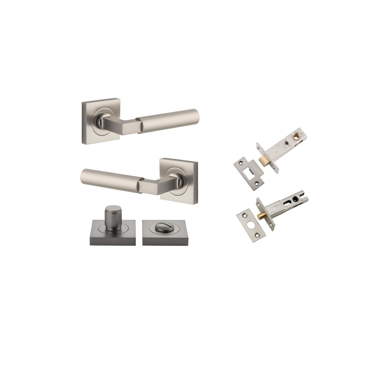 Berlin Lever - Square Rose - Ella Grace - Iver - Satin Nickel - Door Levers