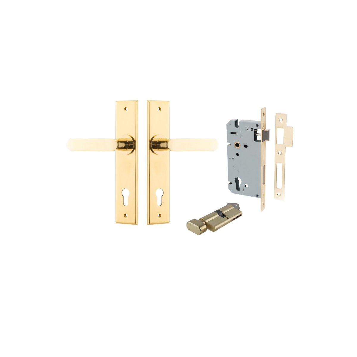 Bronte Lever - Chamfered Backplate - Ella Grace - Iver - Polished Brass - Door Levers