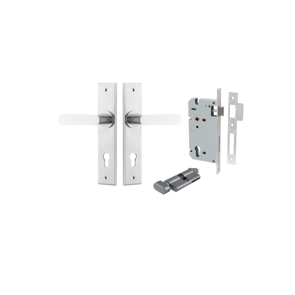 Bronte Lever - Chamfered Backplate - Ella Grace - Iver - Brushed Chrome - Door Levers