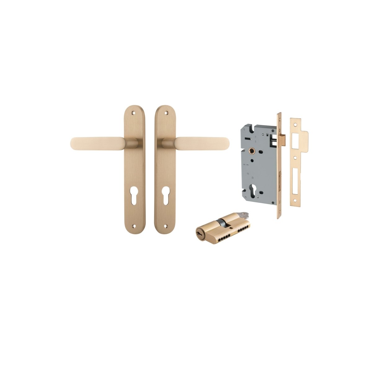 Bronte Lever - Oval Backplate - Ella Grace - Iver - Brushed Brass - Door Levers