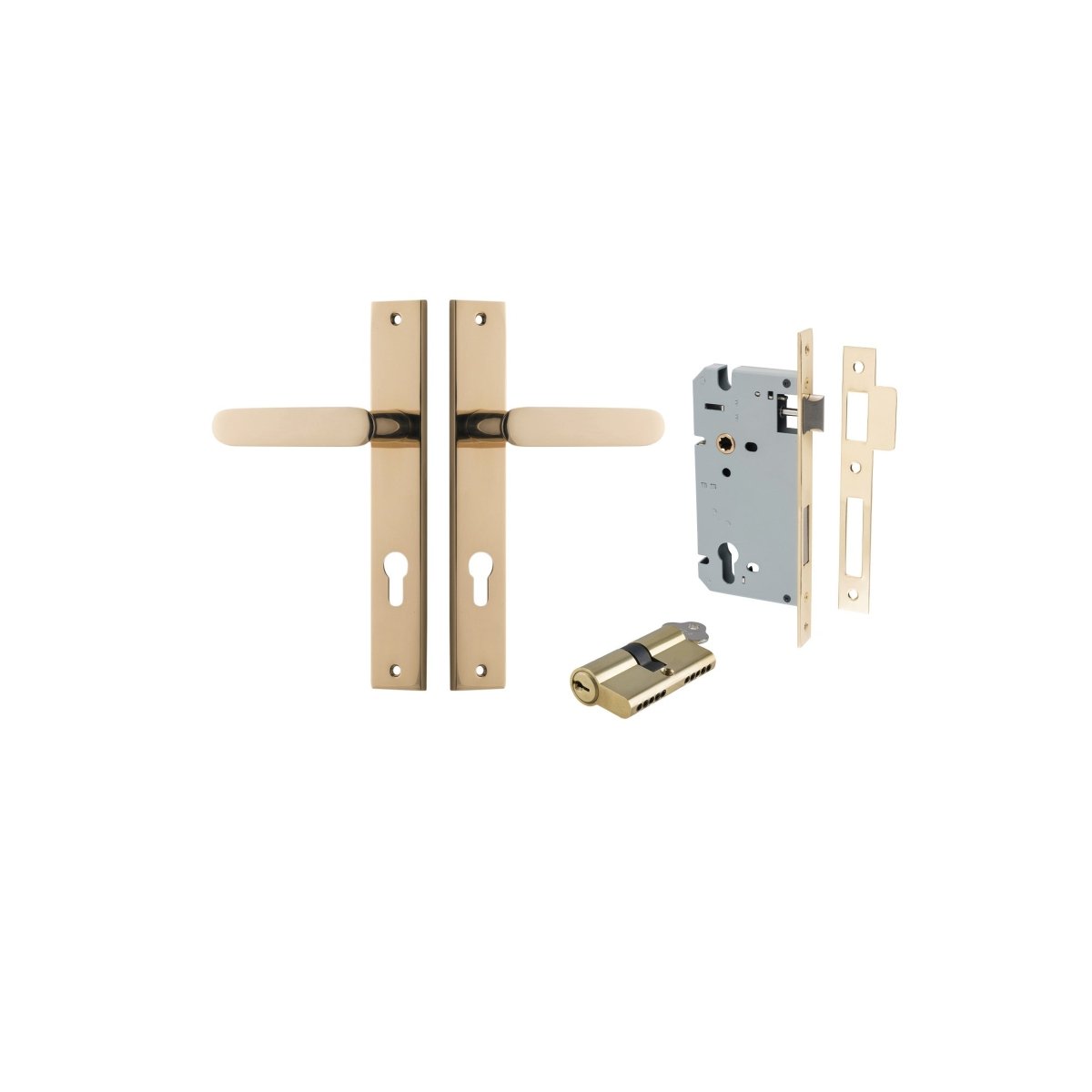 Bronte Lever - Rectangular Backplate - Ella Grace - Iver - Polished Brass - Door Levers