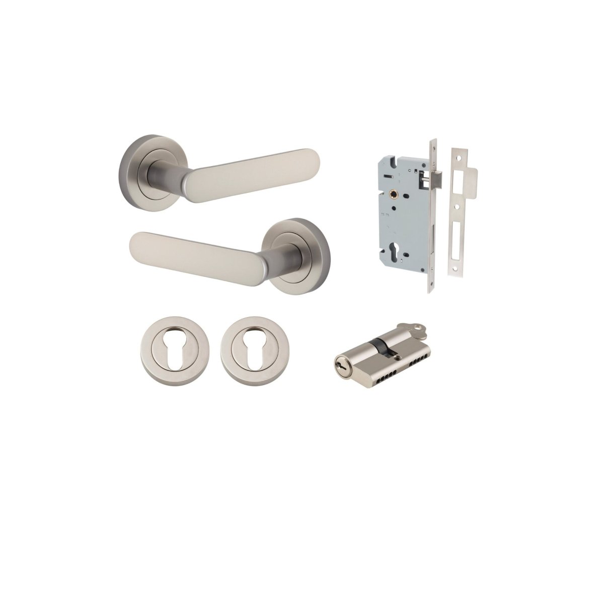 Bronte Lever - Round Rose - Ella Grace - Iver - Satin Nickel - Door Levers