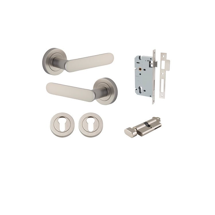 Bronte Lever - Round Rose - Ella Grace - Iver - Satin Nickel - Door Levers