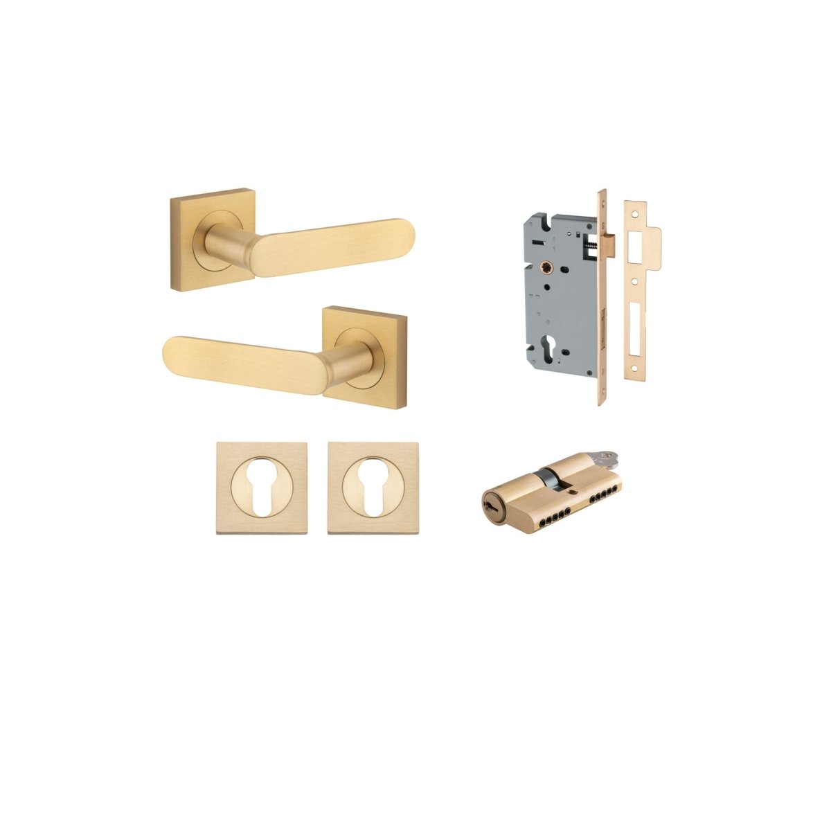 Bronte Lever - Square Rose - Ella Grace - Iver - Brushed Brass - Door Levers