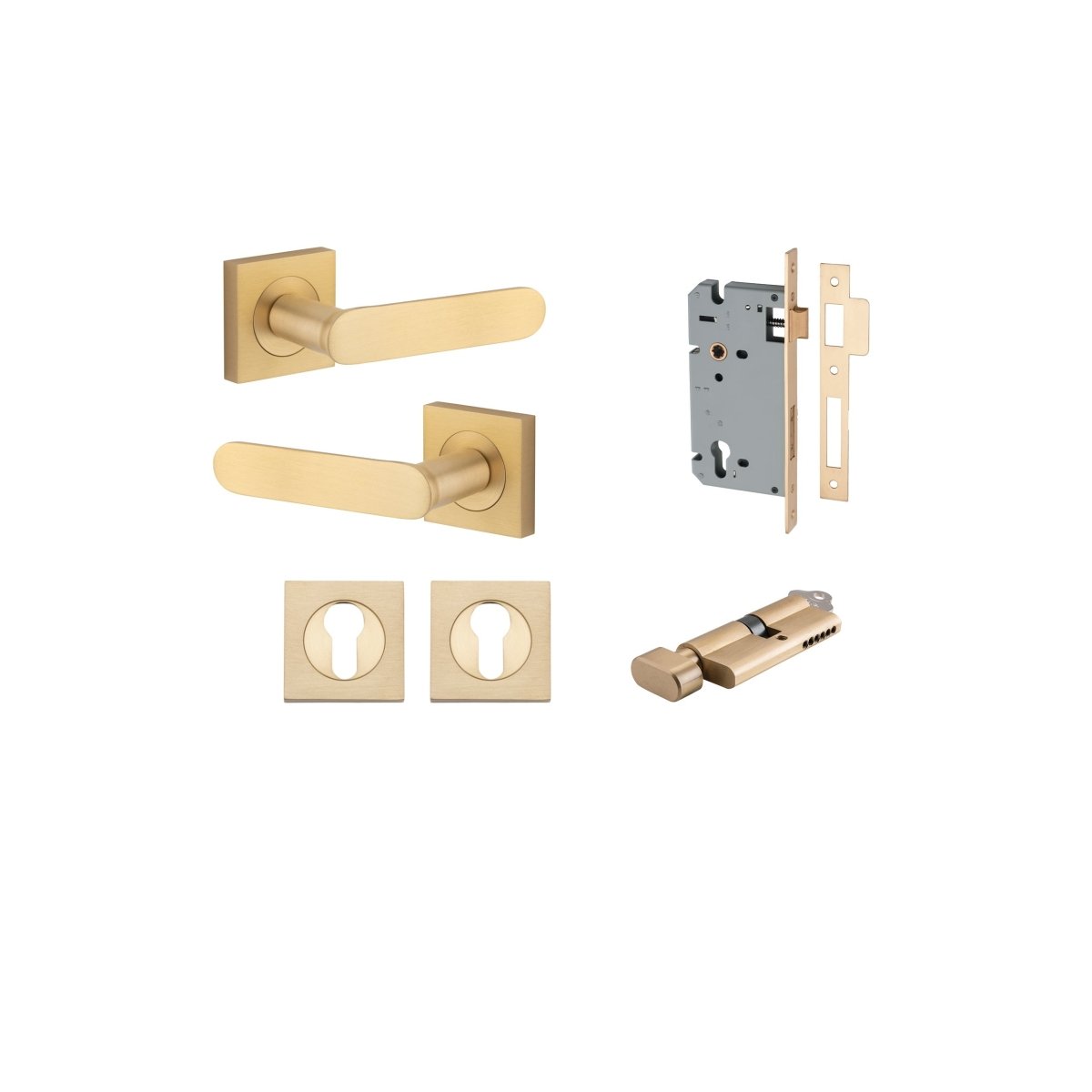 Bronte Lever - Square Rose - Ella Grace - Iver - Brushed Brass - Door Levers