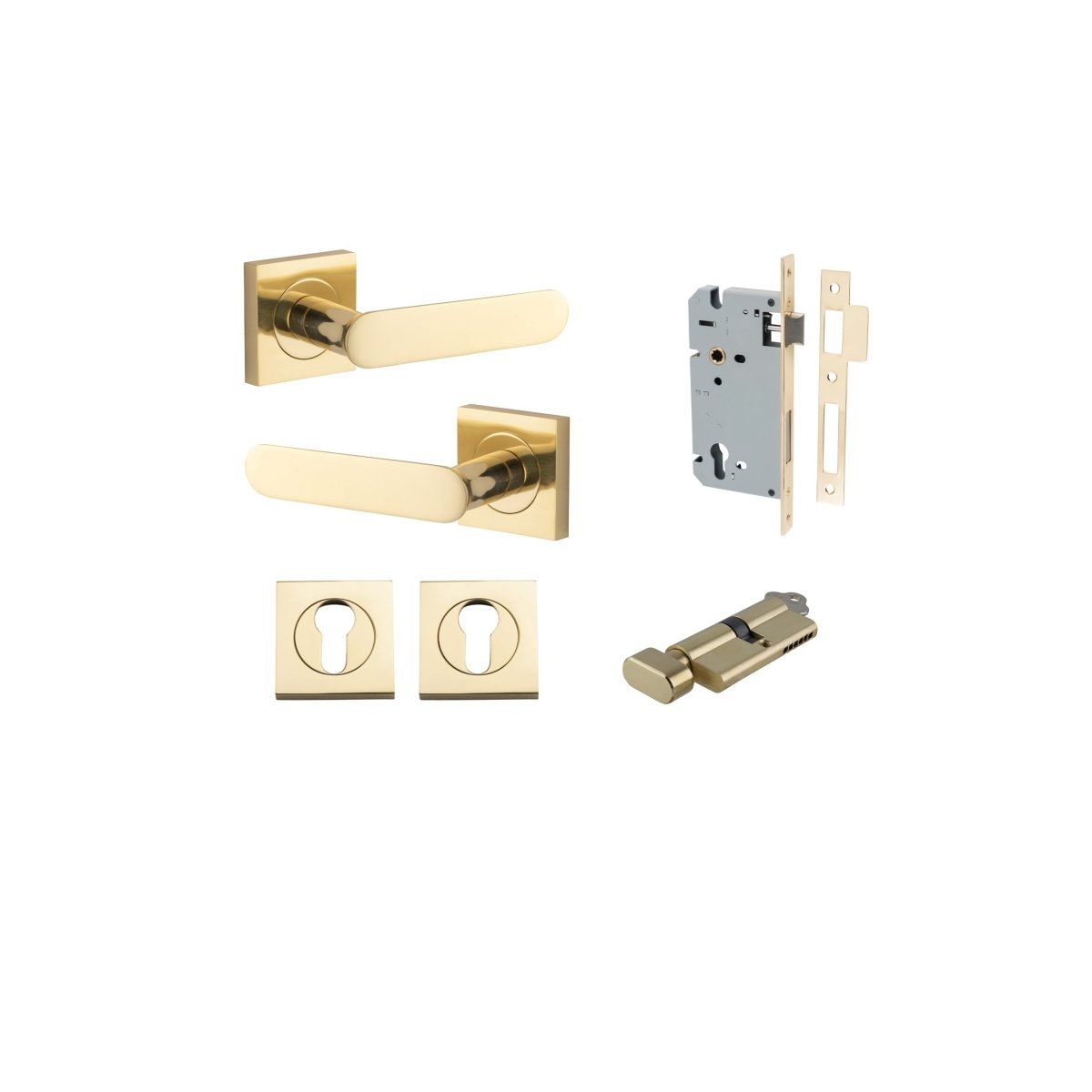 Bronte Lever - Square Rose - Ella Grace - Iver - Polished Brass - Door Levers