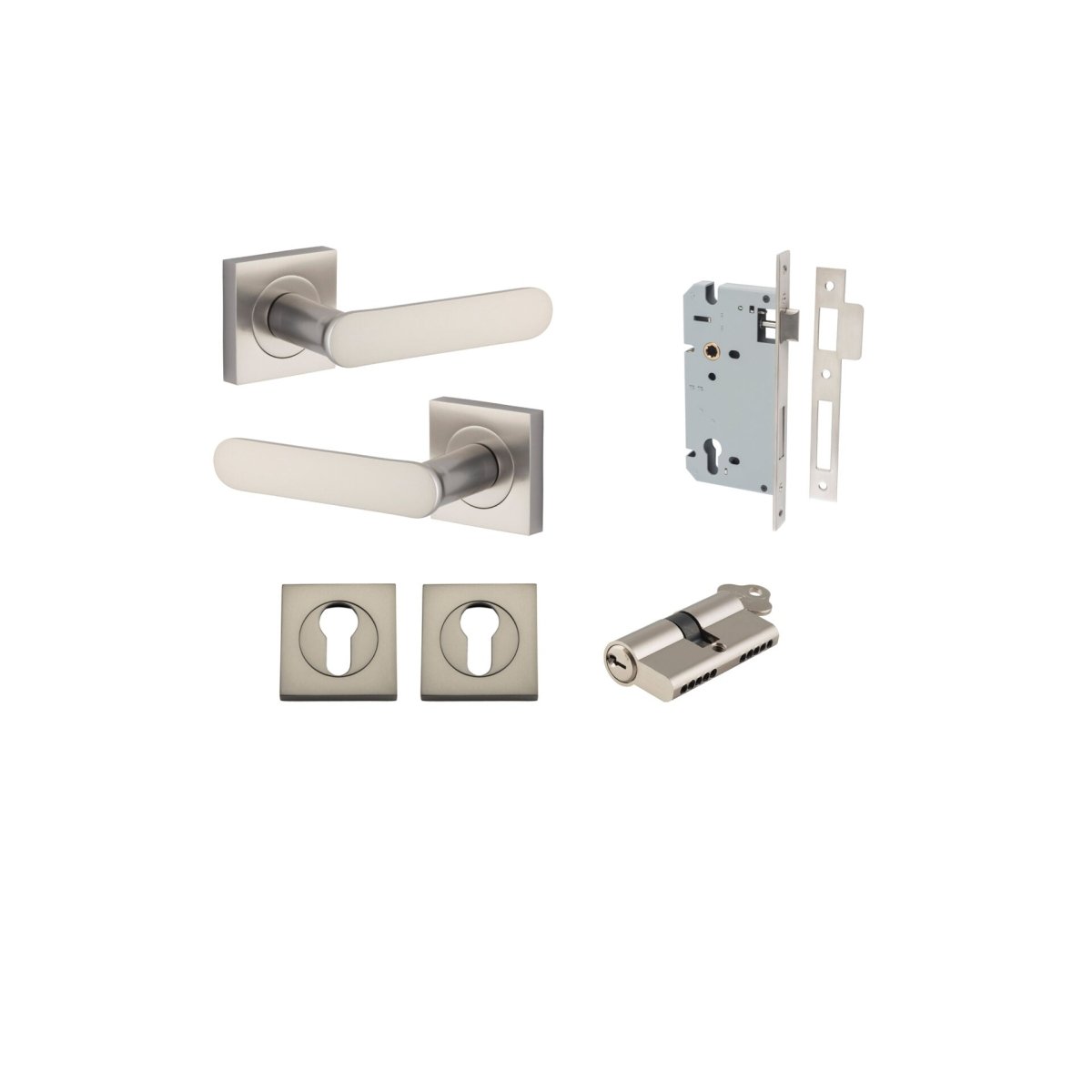 Bronte Lever - Square Rose - Ella Grace - Iver - Satin Nickel - Door Levers