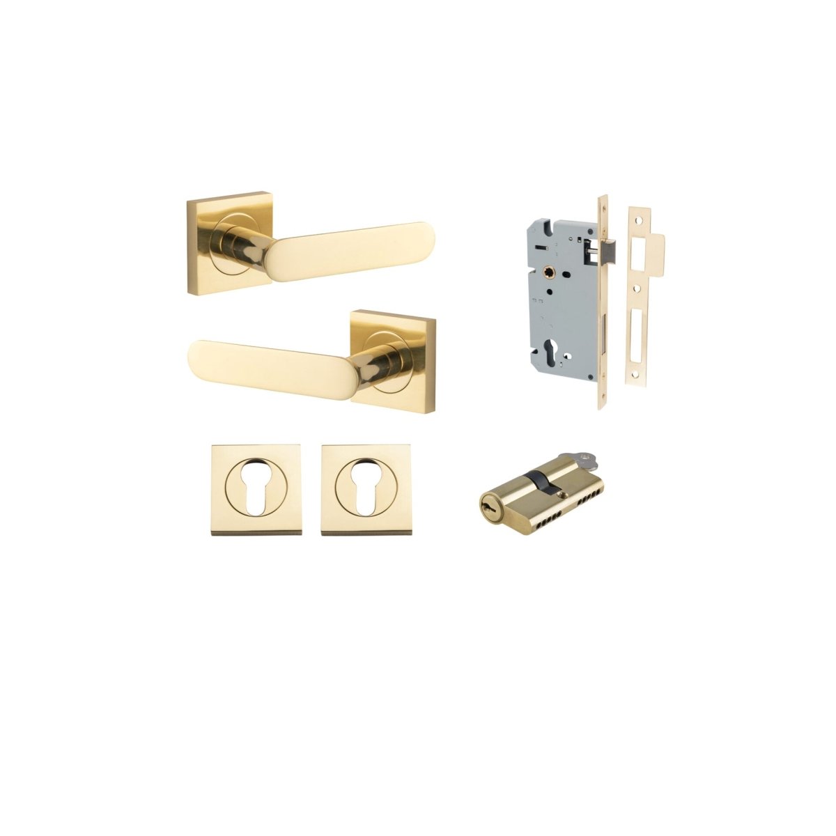 Bronte Lever - Square Rose - Ella Grace - Iver - Polished Brass - Door Levers