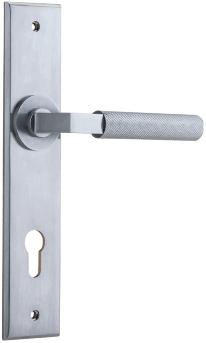 Brunswick Lever - Chamfered Backplate - Ella Grace - Iver - Brushed Chrome - Door Levers