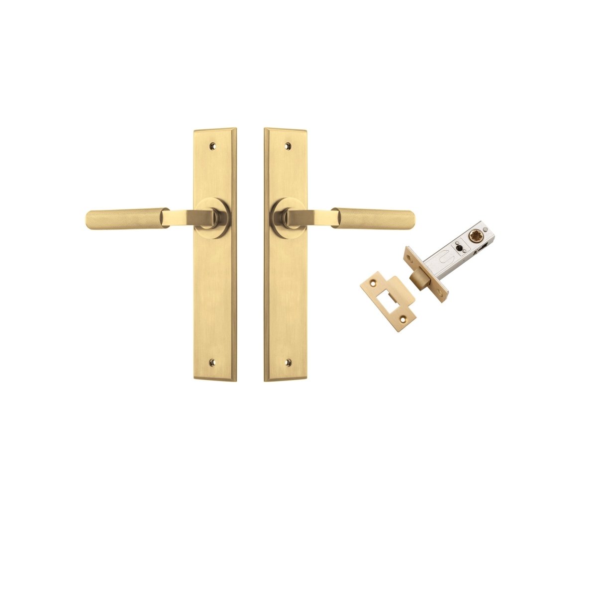 Brunswick Lever - Chamfered Backplate - Ella Grace - Iver - Brushed Gold PVD - Door Levers