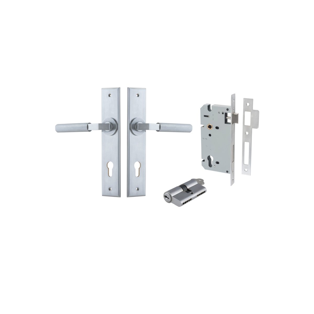 Brunswick Lever - Chamfered Backplate - Ella Grace - Iver - Brushed Chrome - Door Levers