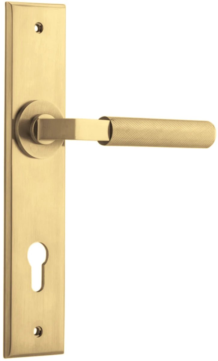 Brunswick Lever - Chamfered Backplate - Ella Grace - Iver - Brushed Gold PVD - Door Levers