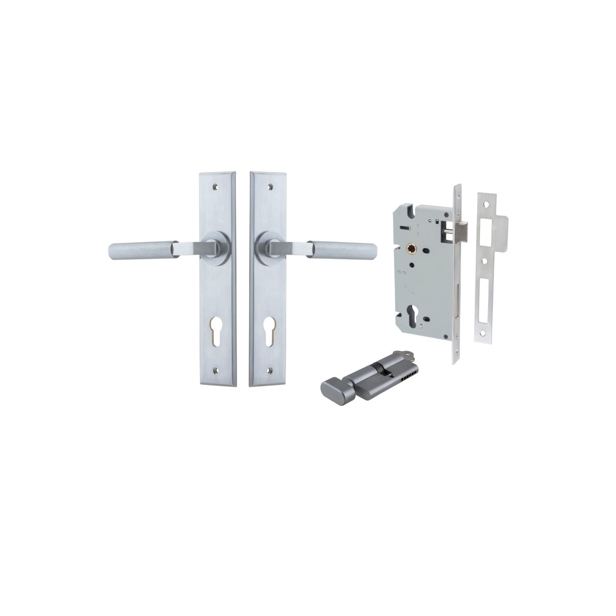 Brunswick Lever - Chamfered Backplate - Ella Grace - Iver - Brushed Chrome - Door Levers