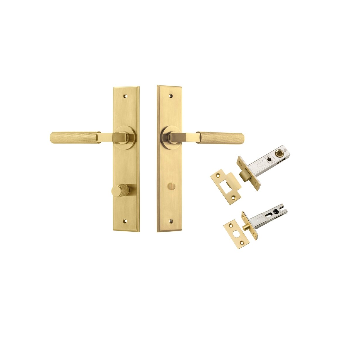 Brunswick Lever - Chamfered Backplate - Ella Grace - Iver - Brushed Gold PVD - Door Levers