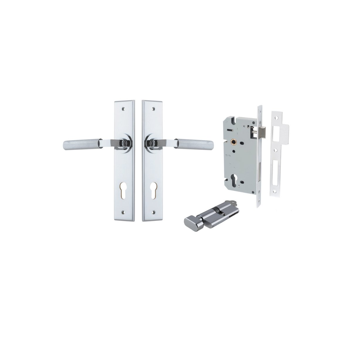 Brunswick Lever - Chamfered Backplate - Ella Grace - Iver - Polished Chrome - Door Levers