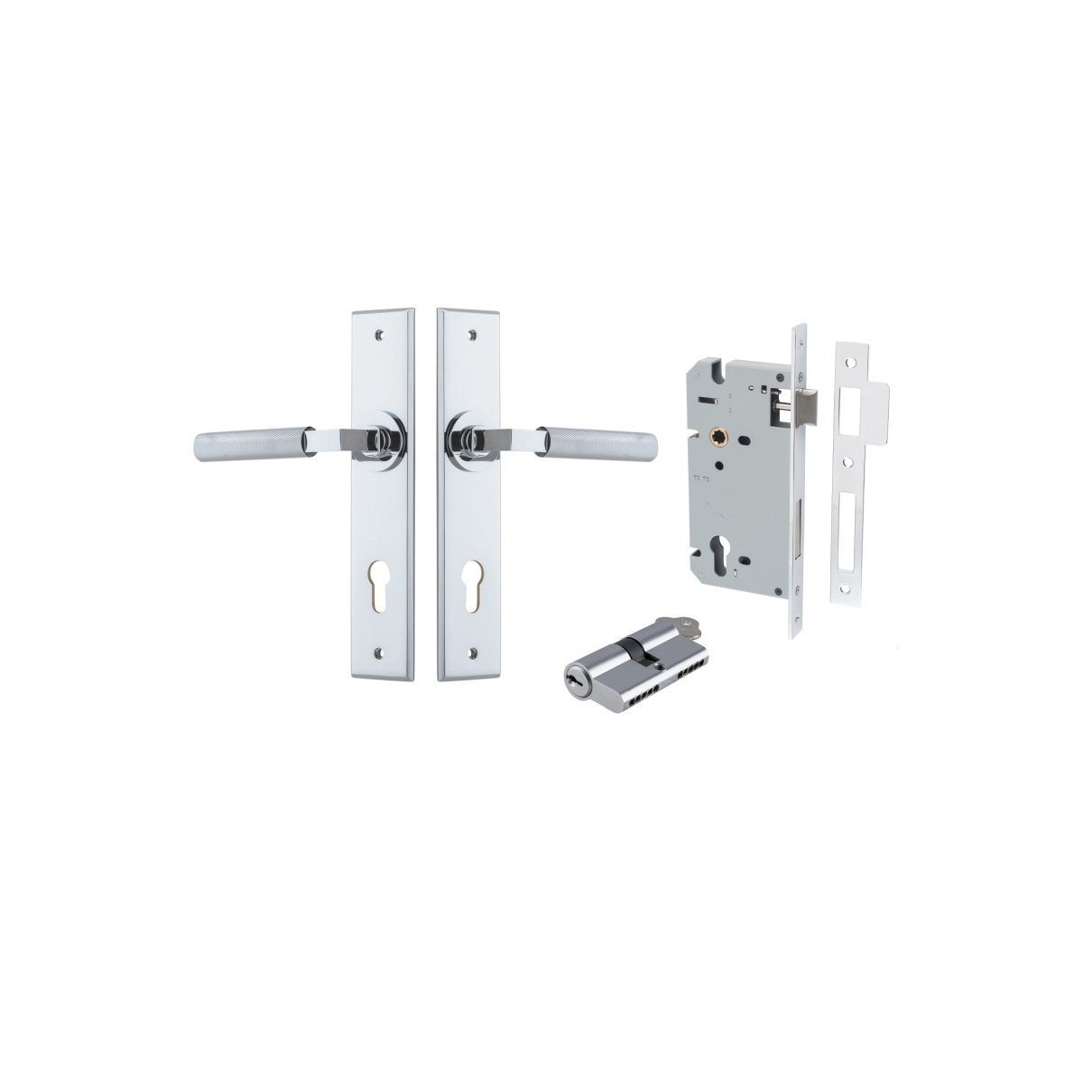 Brunswick Lever - Chamfered Backplate - Ella Grace - Iver - Polished Chrome - Door Levers