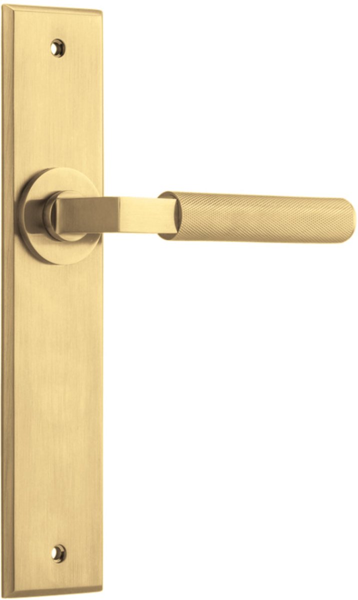 Brunswick Lever - Chamfered Backplate - Ella Grace - Iver - Brushed Gold PVD - Door Levers