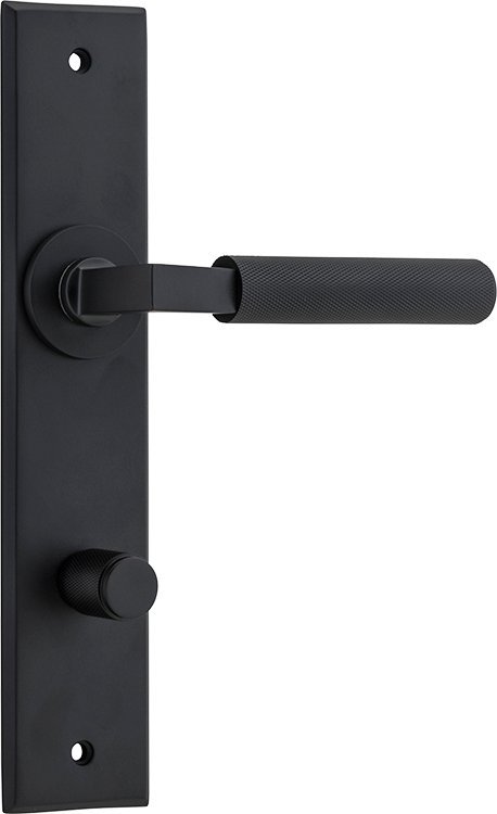 Brunswick Lever - Chamfered Backplate - Ella Grace - Iver - Matt Black - Door Levers