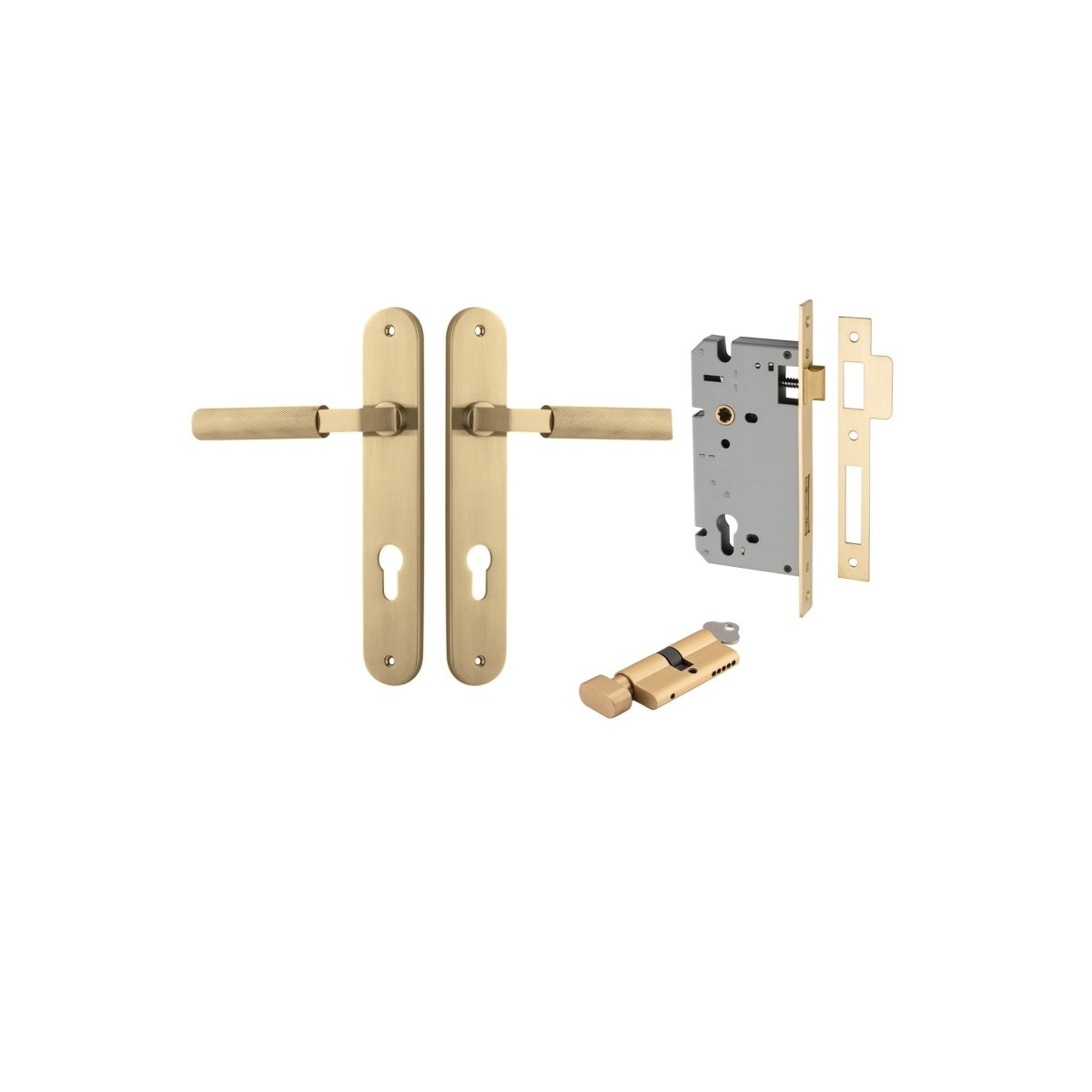 Brunswick Lever - Oval Backplate - Ella Grace - Iver - Brushed Gold PVD - Door Levers