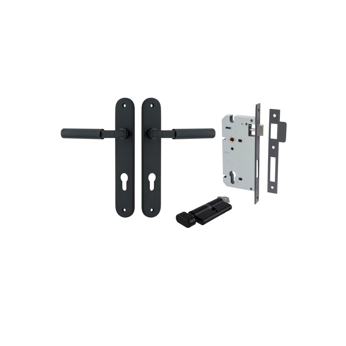 Brunswick Lever - Oval Backplate - Ella Grace - Iver - Matt Black - Door Levers