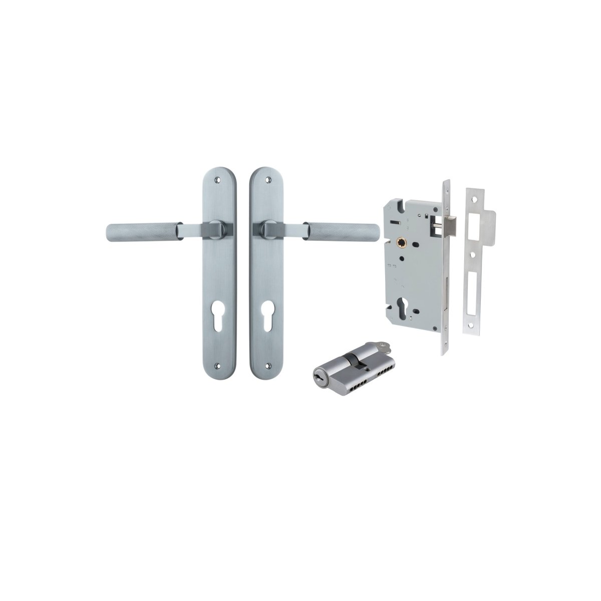 Brunswick Lever - Oval Backplate - Ella Grace - Iver - Brushed Chrome - Door Levers