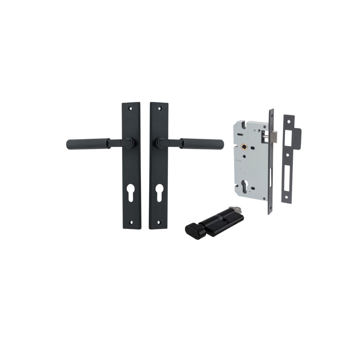 Brunswick Lever - Rectangular Backplate - Ella Grace - Iver - Matt Black - Door Levers