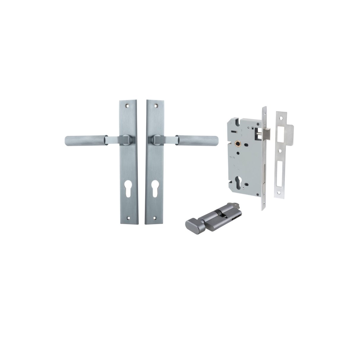 Brunswick Lever - Rectangular Backplate - Ella Grace - Iver - Brushed Chrome - Door Levers