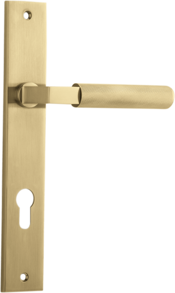 Brunswick Lever - Rectangular Backplate - Ella Grace - Iver - Brushed Gold PVD - Door Levers