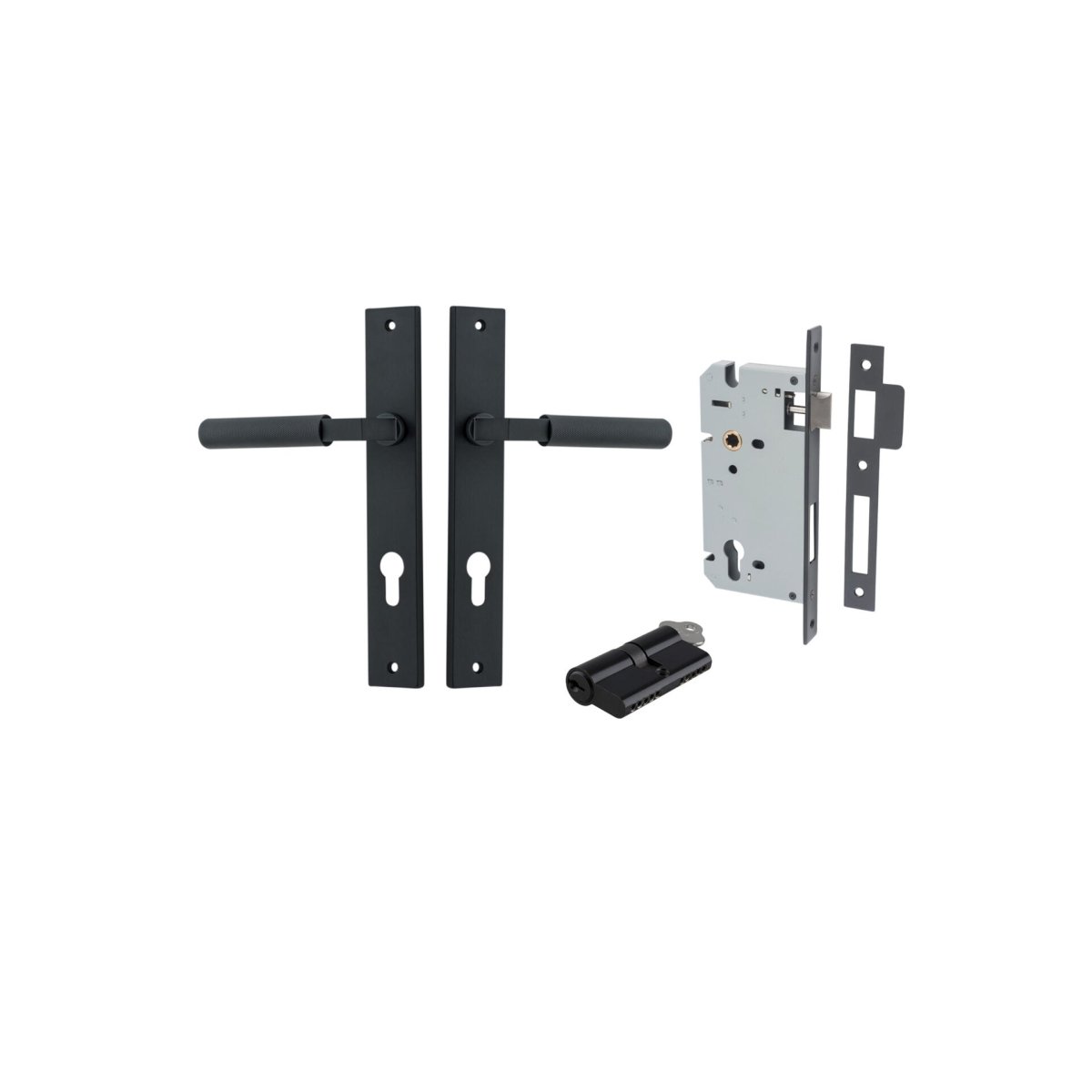 Brunswick Lever - Rectangular Backplate - Ella Grace - Iver - Matt Black - Door Levers