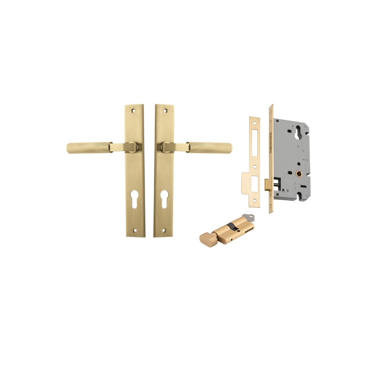 Brunswick Lever - Rectangular Backplate - Ella Grace - Iver - Brushed Gold PVD - Door Levers