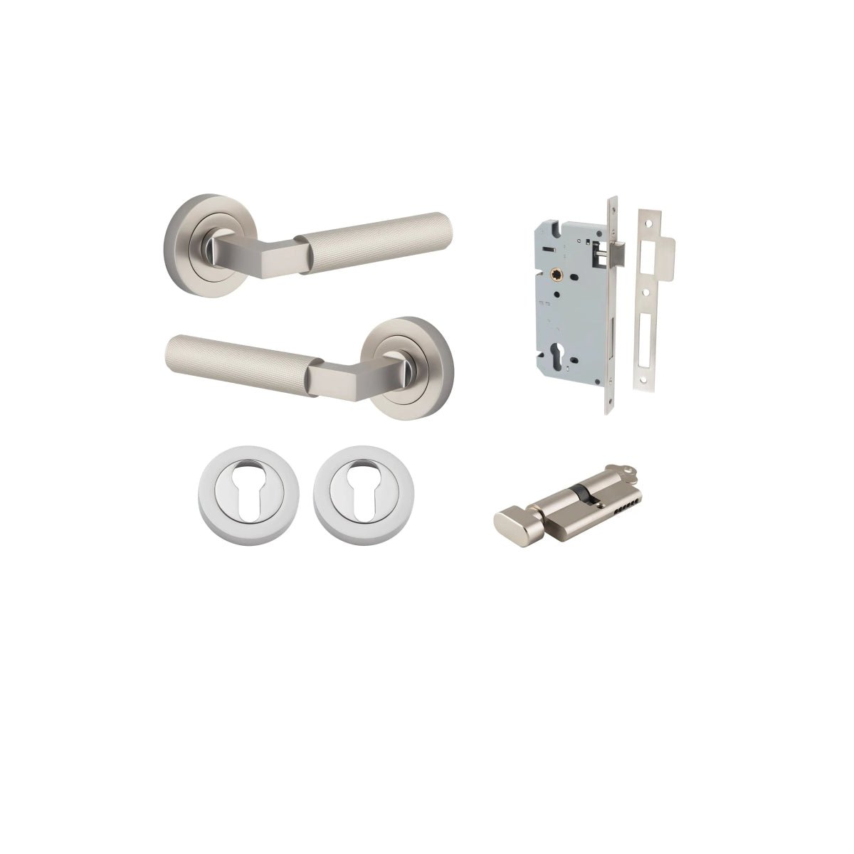 Brunswick Lever - Round Rose - Ella Grace - Iver - Satin Nickel - Door Levers