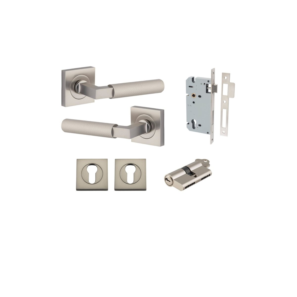 Brunswick Lever - Square Rose - Ella Grace - Iver - Satin Nickel - Door Levers